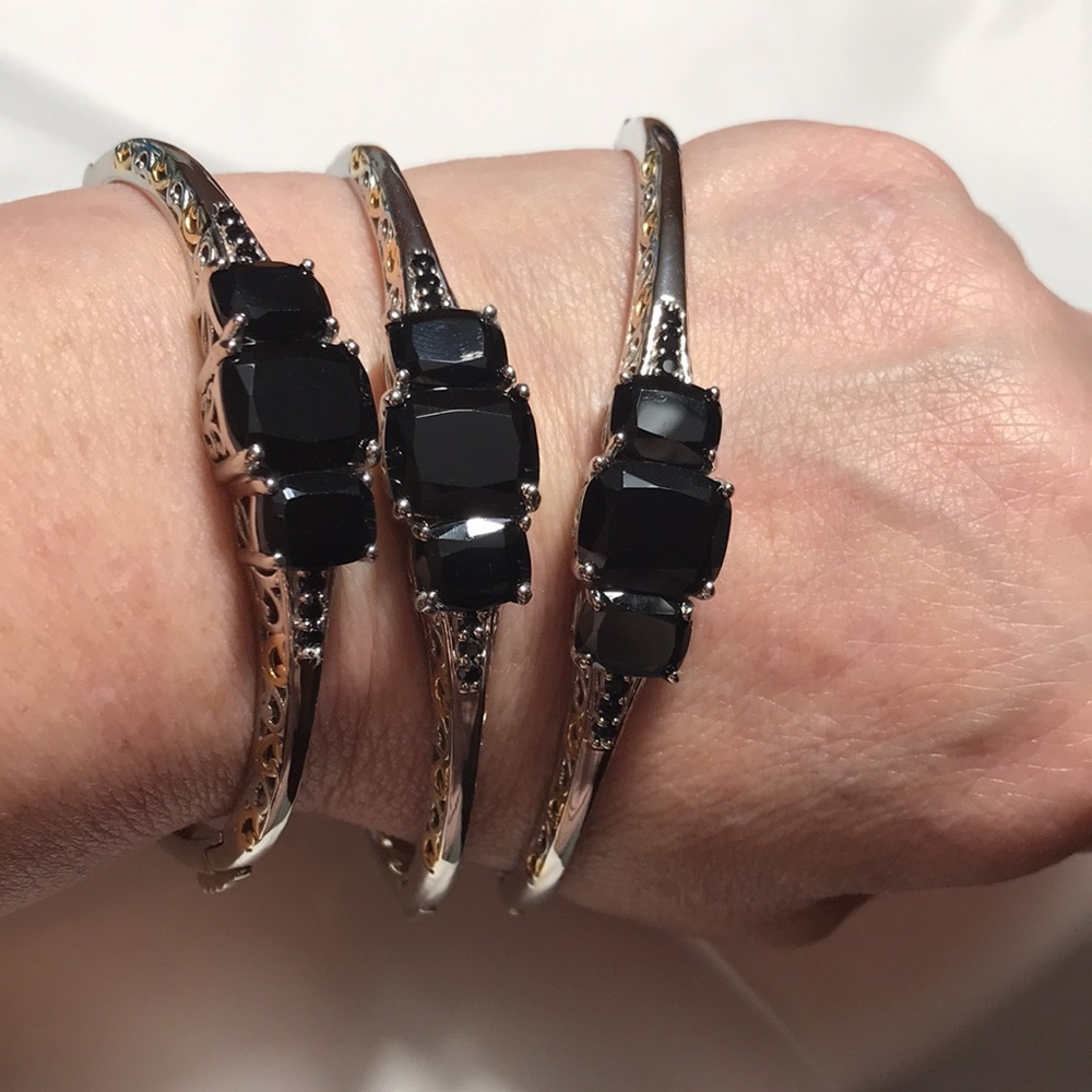 Black Spinel Bangle Bracelet 6.5”,